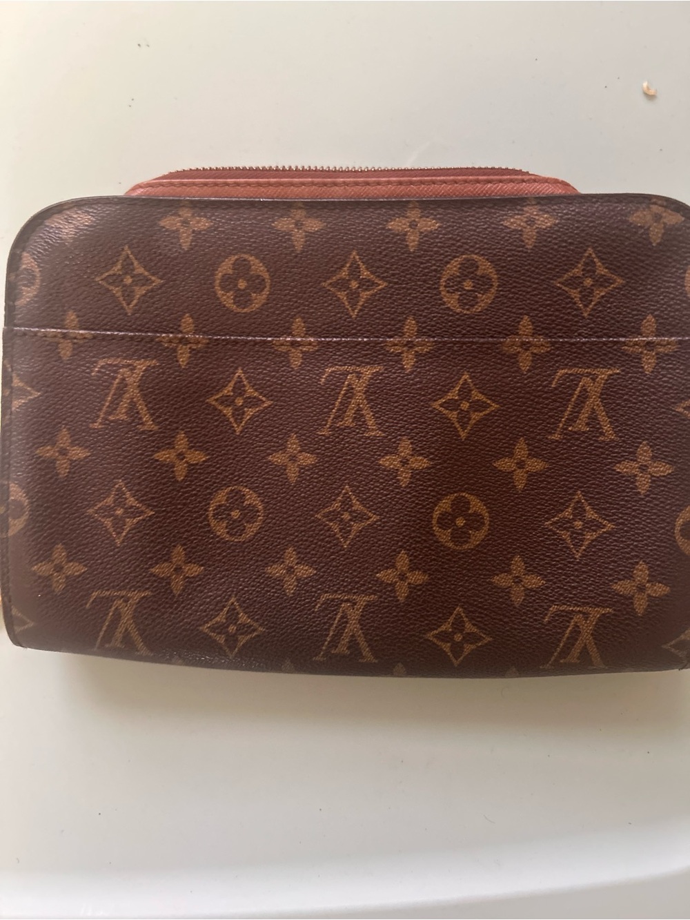 Louis Vuitton Monogram Canvas Cosmetic Pouch in Brown with Tan Trim